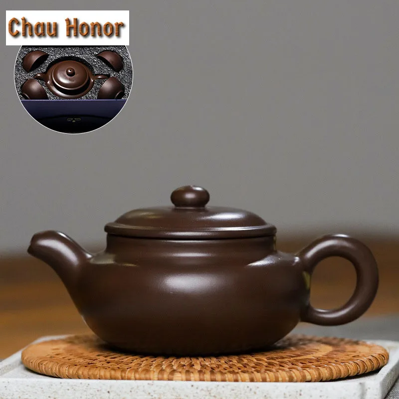 200ml Yixing Raw Ore Purple Clay Teapot Handmade Household Kungfu Teaset A Pot Of Four Cups Tea Ceremony Drinkware Birthday Gift