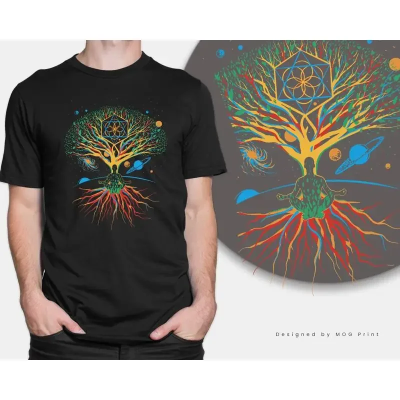 Tree of Life Meditating T-shirt Peace Mandala Zen Meditation Yoga Spiritual Top