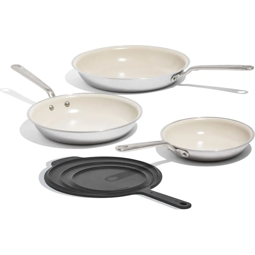 

5-Ply Stainless Steel Frying Pan Set with Silicone Lid - Induction Ready Pro Cookware