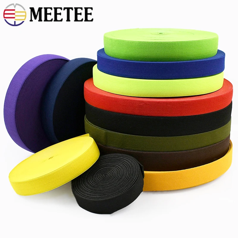 

20/40Yards Meetee 20/25mm Elastic Band Nylon Stretch Tape Sewing Waist Rubber Ribbon Pants Bra Underwear DIY Garment Accessories
