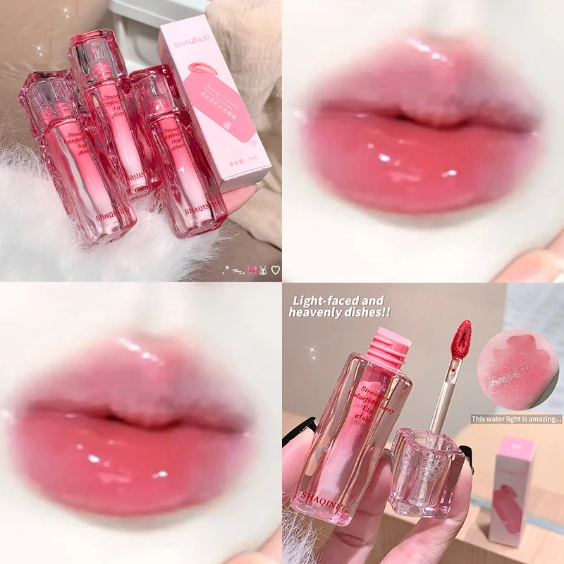 Water Gloss Mirror Lip Glaze Moisturizing Plump Lips Tinted Not Easy To Stick To The Cup Red Lipstick Liquid Long-Lasting Makeup