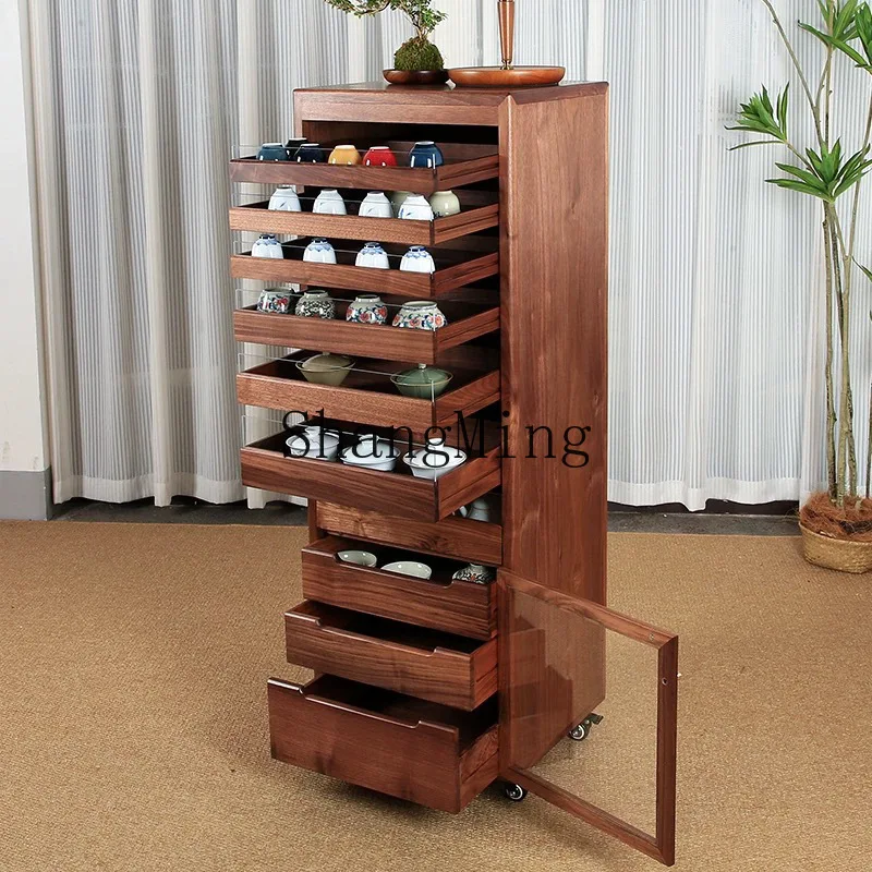 

FG Dental Black Walnut Ten-Layer Drawer Home Multi-Layer Storage Cabinet Jewelry Collectibles Storage Tea Set