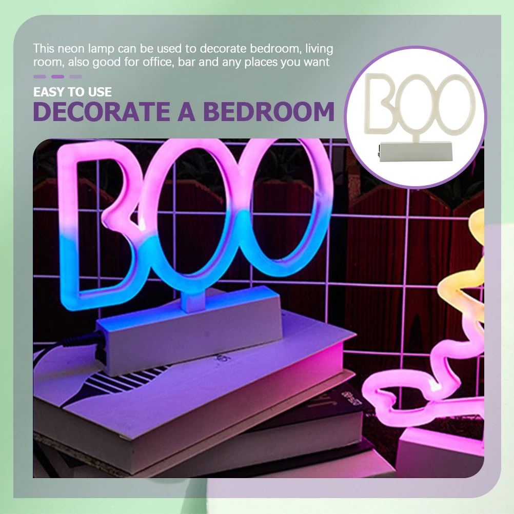 

Boo Neon Lamp Pc Material LED Neon Light USB Powered Bedroom Table Desk Atmosphere Lamp Decorative Night Light for Home Office