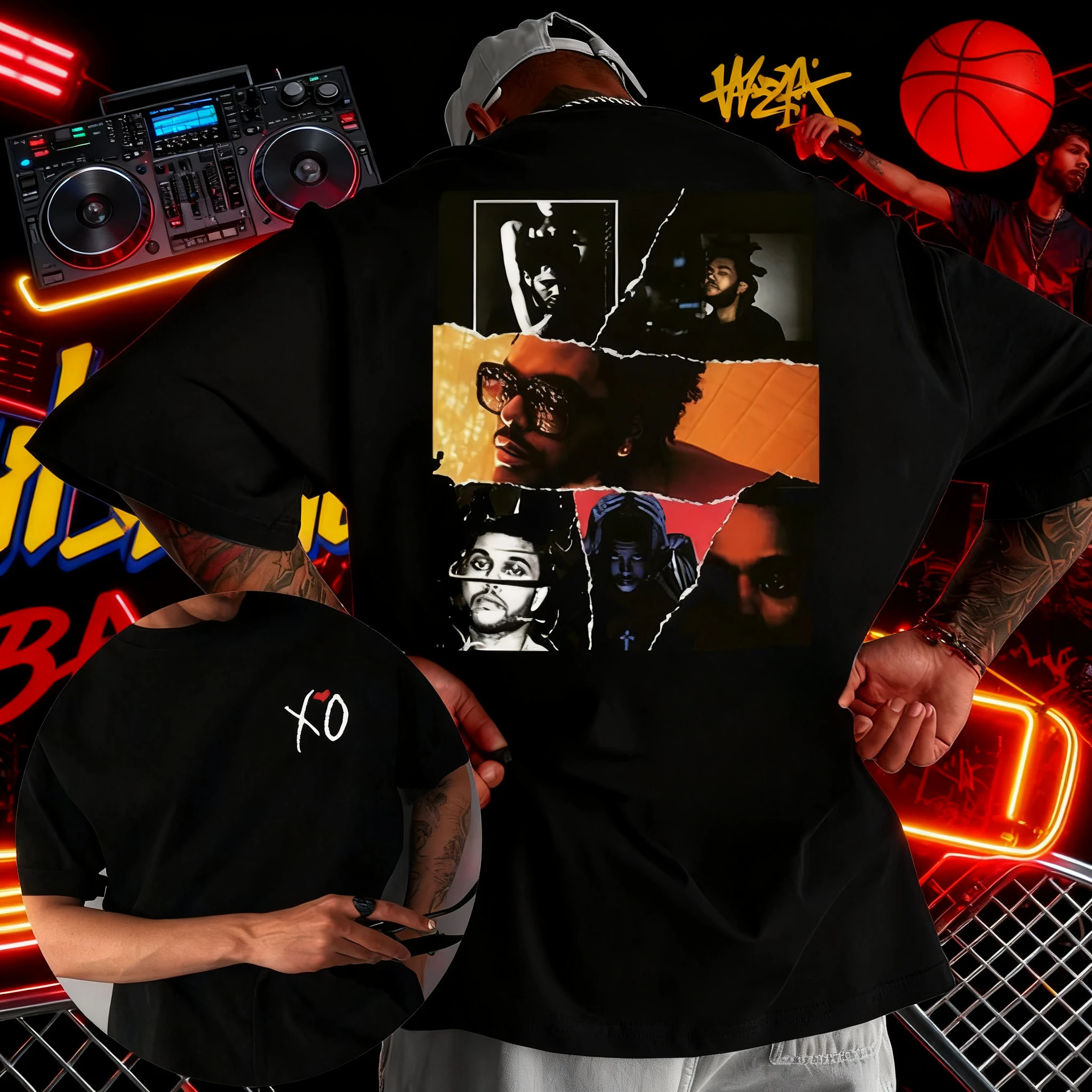 

2025 Summer Rapper Weicon Xo Album Graphic 100% Cotton Printed T-shirt Male Fans Hip-hop Short-sleeved Street Clothes Y2k