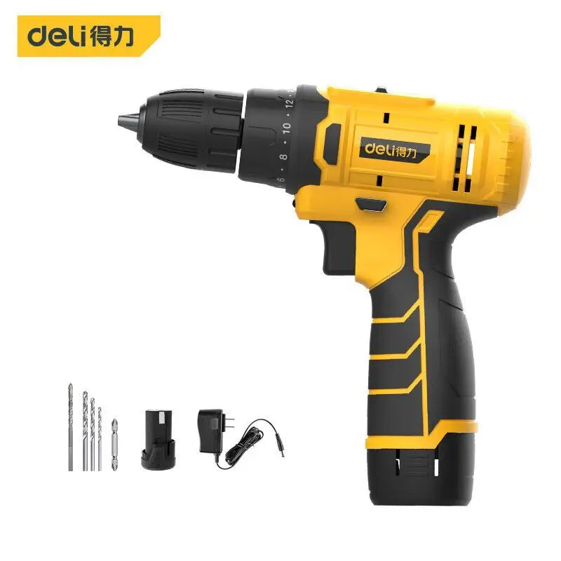 Deli Cordless Electric Drill 30N.m 12V Drill Electric Screwdriver Mini Wireless Power Driver DC Lithium-Ion Battery