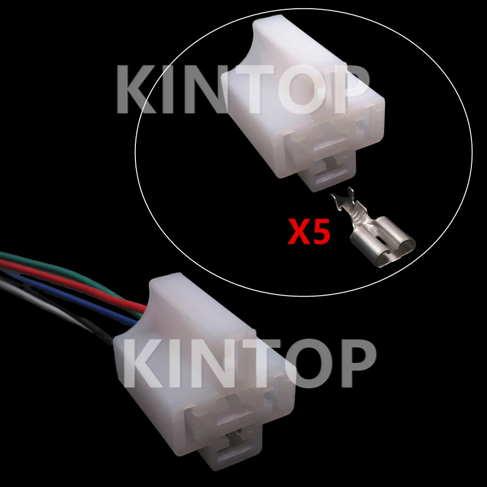 1 Set 5 Pins Car Electric Wire Unsealed Socket Starter 6.3 Series Car Instrument Large Current Plug Auto Relay Connector