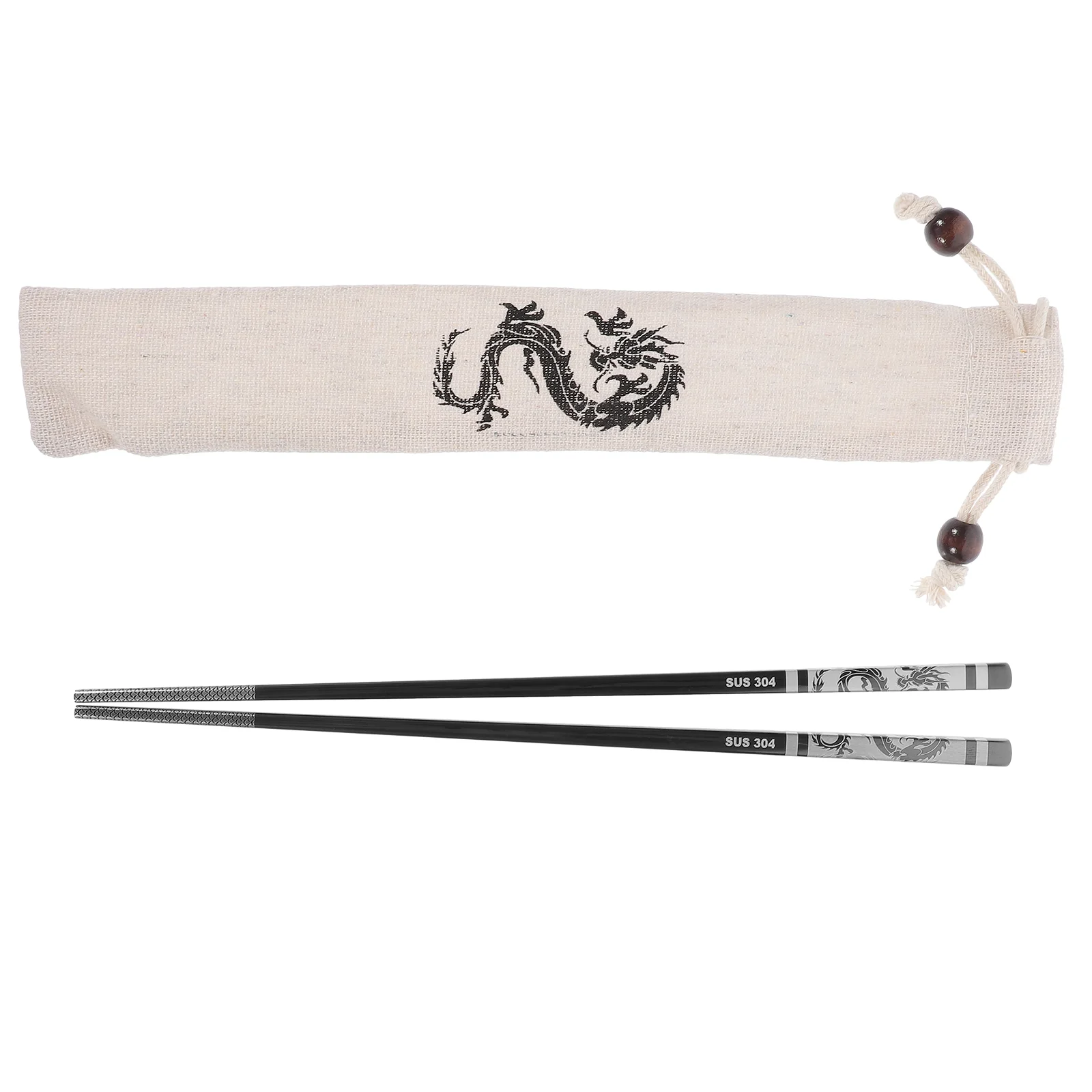 1 Set Reusable Metal Chopstick Kitchen Stainless Steel Chopstick Dragon Pattern Chopstick Stainless Steel Chopsticks