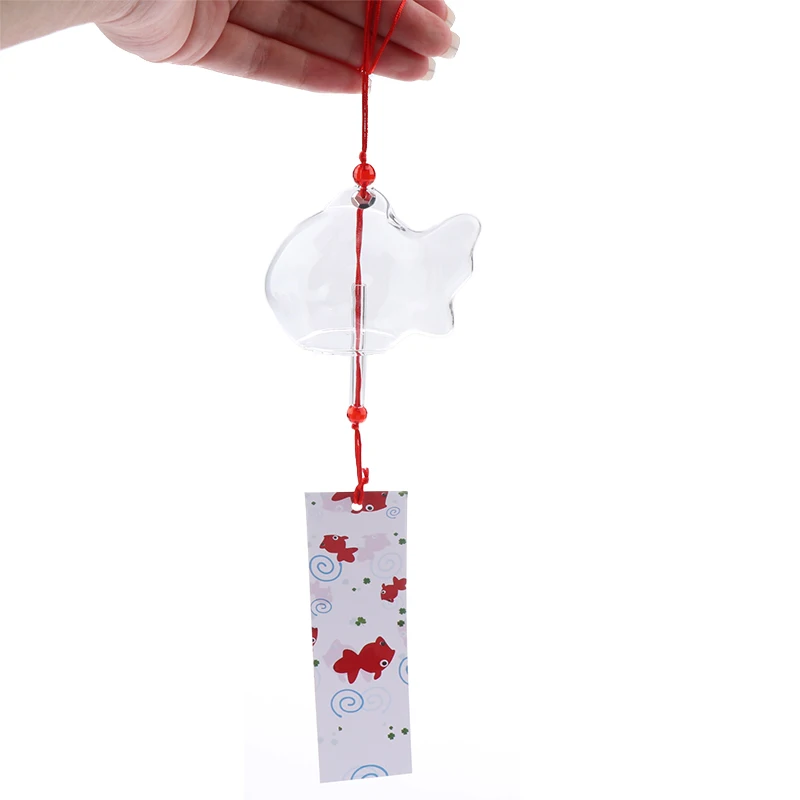 New 1pc Wind Chime Chimes Japanese Glass Style Goldfish Garden Hanging Outdoor Decor Pendant Decorative Fish Ornament