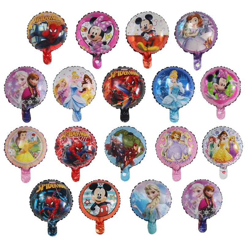 5/10/20pcs 10inch Round Cartoon Mickey Minnie Foil Balloons Pincess Birthday Party Decorations Kids Toys Baby Shower Air Globos