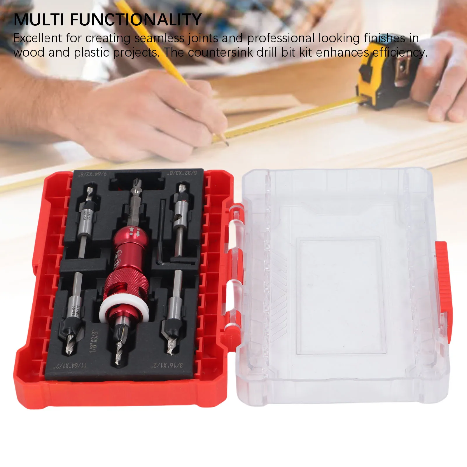 목공용 카운터싱크 드릴 비트 세트, 깊이 조절 가능 스톱 기능이 있는 카운터싱크 드릴 비트 세트, 카운터 싱크 드릴 비트 공구 키트
