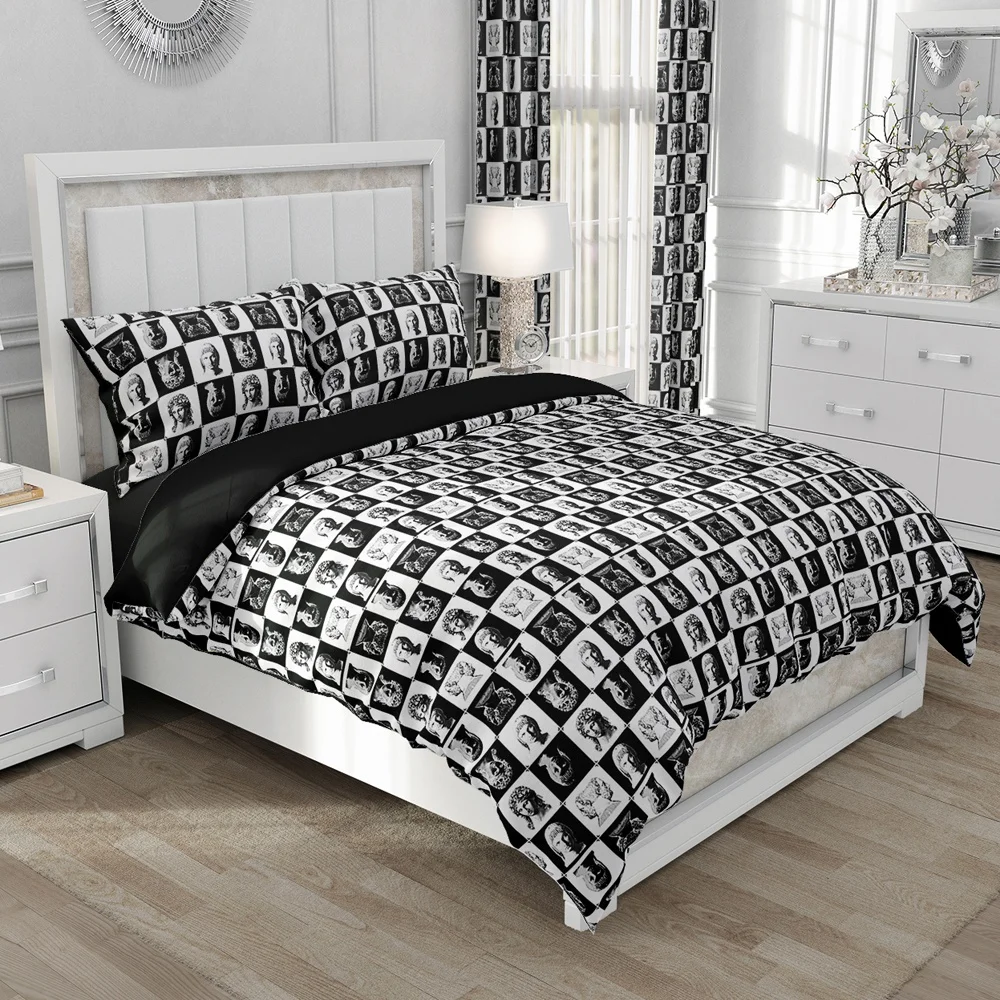 Linens Duvet cover set Bedding set Queen/King/Euro/Twin/Double/240x220 size Bed Set Quilt Covers black and white plaid chess