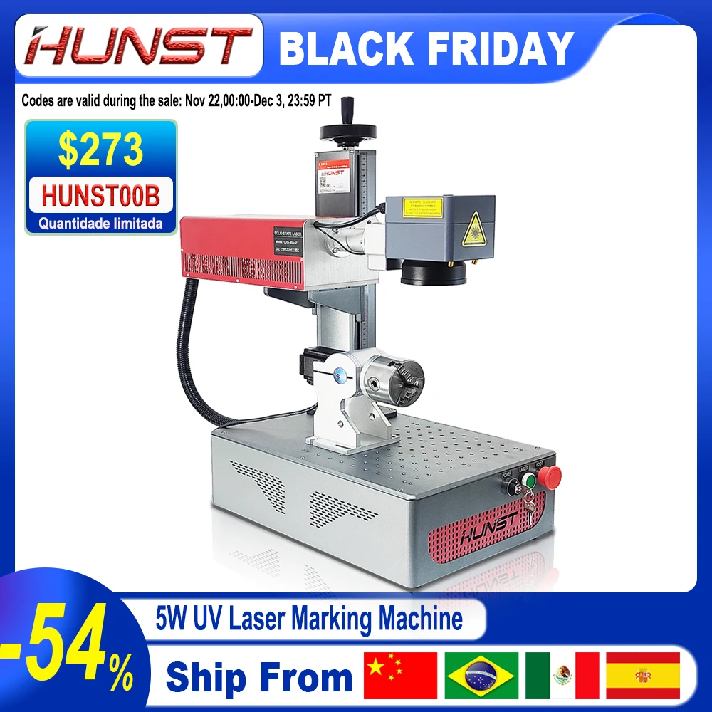 HUNST Small Portable 5W UV Laser Marking Machine is Suitable For Engraving Plastic, PVC, Glass, Jade, Leather Bottles, Etc.