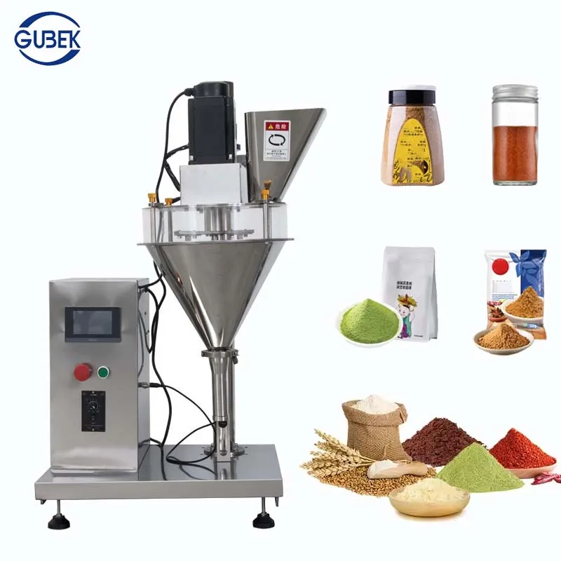 

GK-F-LG100 Semi Automatic Spice Coffee Powder Filler Machine Quantitative Auger Powder Filling Machine Small Bottles Can Bags