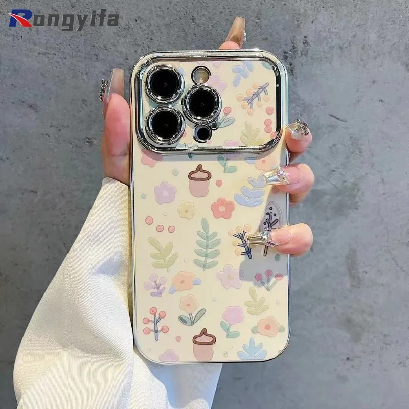 For Realme GT5 Pro GT3 GT2 GT 5G Neo 6 5 SE 240W 3T 2T 2 Phone Case Small Crushed Flower Little Fresh Electroplated Soft Cover