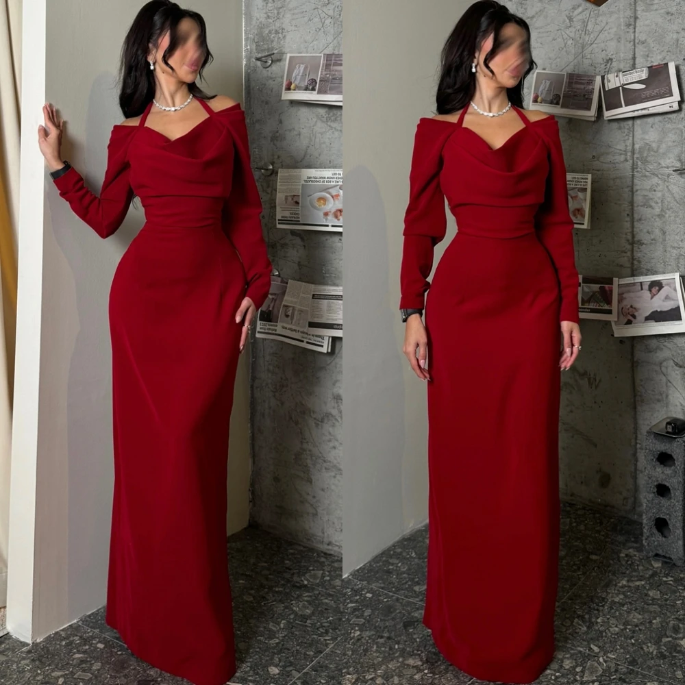 تخصيص مزاجه الرسن جيرسي مساء اللباس حساسة طويلة الأكمام فستان العودة للوطن الحديثة زيبر الظهر فستان الحفلة الراقصة #3