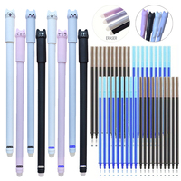0.5mm Cat Animal Erasable Gel Pens Set Washable Handle Magical Eraser Gel Pen Blue/Black Ink Erasable Refills Rod Office Writing