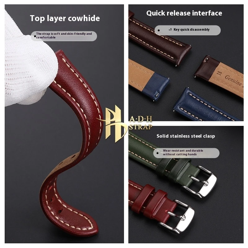 Ремешок из натуральной кожи для наручных часов HUAWEI Watch GT 4 / GT 5, быстросъемный браслет из воловьей кожи для наручных часов, 18 мм