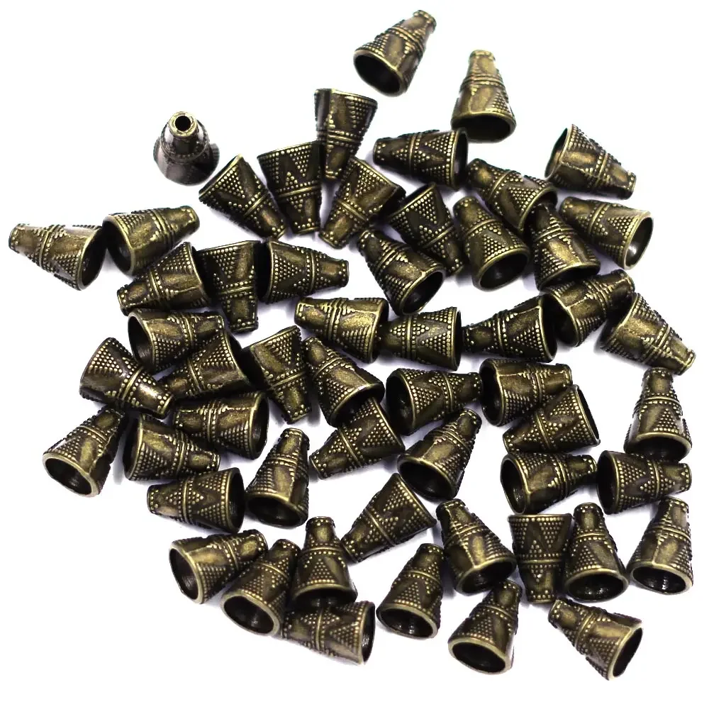 

50Pcs Bronze Tone Corner End Beads Caps Fit Chain Tassel Jewelry Diy Findings Charms 11x9mm