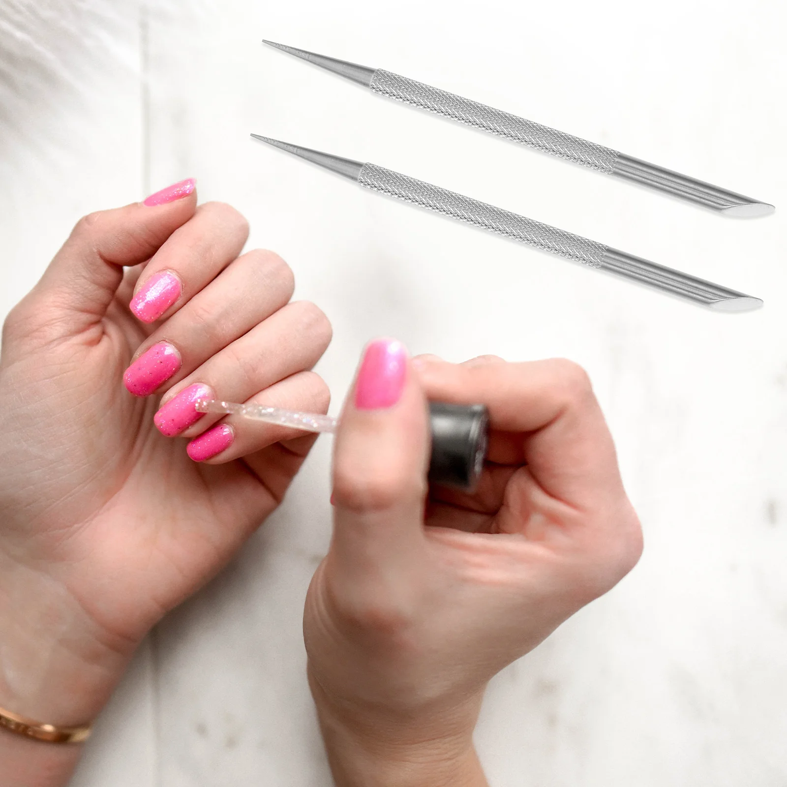 

4Pcs Metal Cuticle Pusher with Smooth Finish Dual Tip Design Nail Pusher Tool for Acrylic Natural Nails Manicure Use