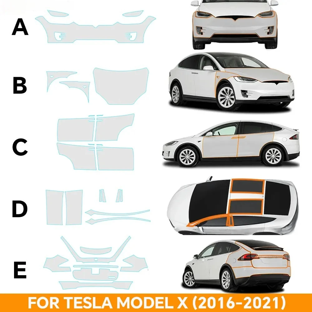 Pre-Cut TPU PPF Clear Paint Protection Film Kit for Tesla Model X 2016-2021 Anti Scratch Car Styling Accessories