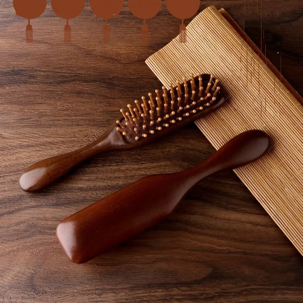 

Anti Static Wooden Massage Comb Scalp Relax Wide Tooth Air Cushion Hairbrush Handmade Thicken Sandalwood Scalp Massager Girl