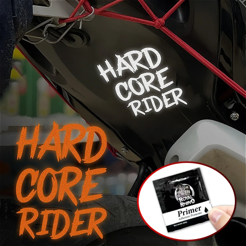 

1PC HARD CORE RIDER Reflective Motorcycle Stickers Waterproof DIY Fuel Tank Body Front Fairing Vinyl Decals Cover Scratches