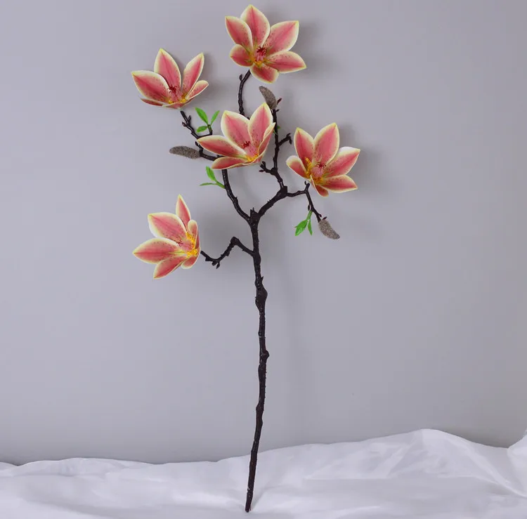 5 Stück/Set 5-Köpfige PU-Magnolien Künstliche Blumen Hochzeitsdekoration Brautstrauß Hochzeitsveranstaltung Geburtstagsfeier Heimdekoration Orchideen – Detail 18