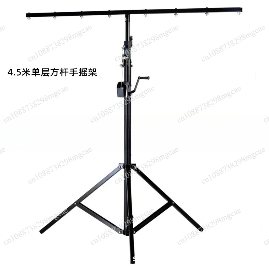 Heavy-Duty 4.5m Lighting Truss with T-Base, Horizontal Arm and Manual Hoist for Stage PAR Floodlight Fixtures