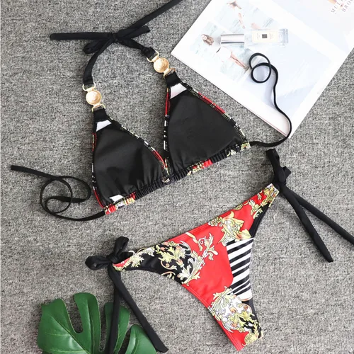 Imagen 2 del producto Bikinis estampados sexis de verano 2025, traje de baño para mujer, traje de baño para mujer, trajes de baño, conjunto de Bikini brasileño, ropa de playa, bañista