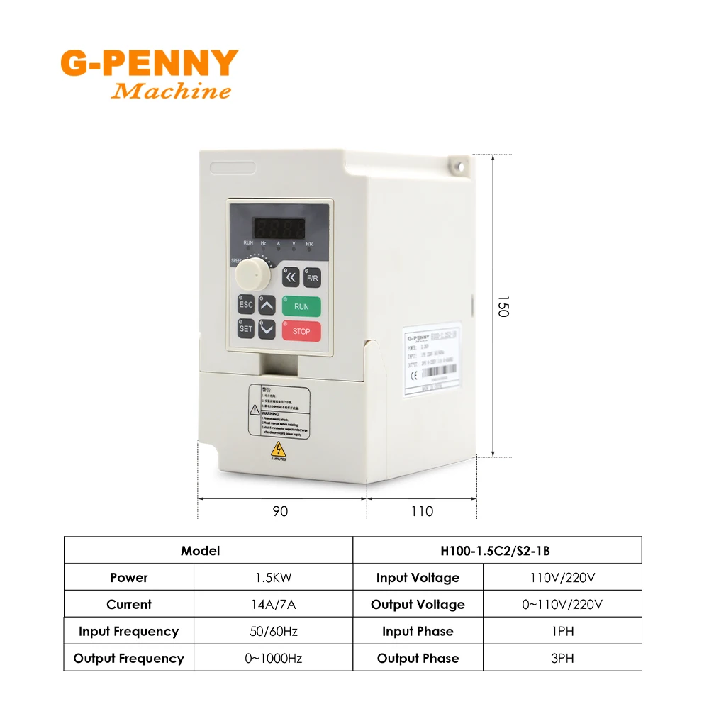 New Arrival! G-Penny 1.5k ER16 D=65mm Air Cooled Spindle Motor110v/220v Wood Working Air Cooling 65x258mm 4 Bearings