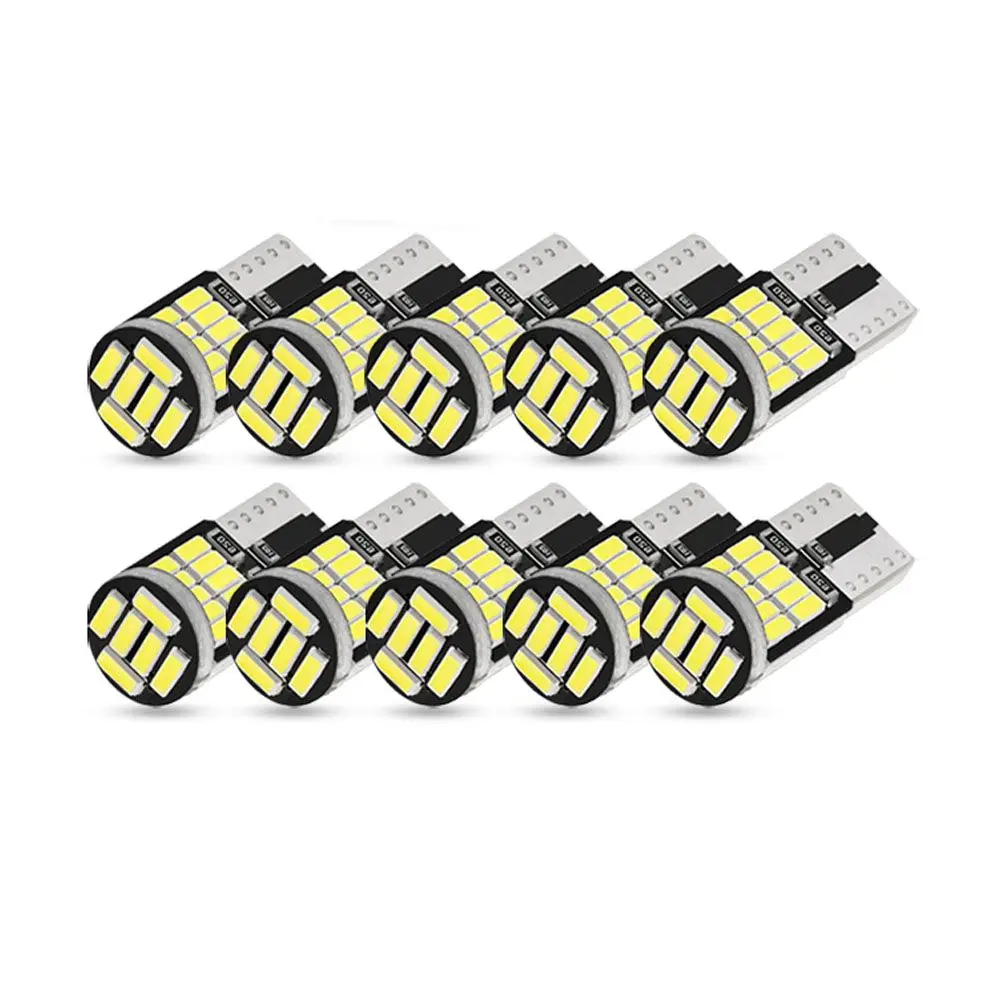 

10Pcs/lot W5W T10 Led Bulbs Canbus 4014 Smd 6000K 168 194 Led 5W5 Car Interior Dome Reading License Plate Light Signal Lamp