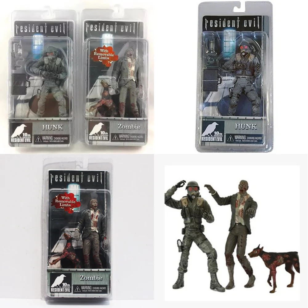 NECA Resident Evil Zombie Dog com Hunk Máscara de Gás Figura de Ação Modelo Colecionável Brinquedo Exibição de Casa Ornamento de Mesa Presente