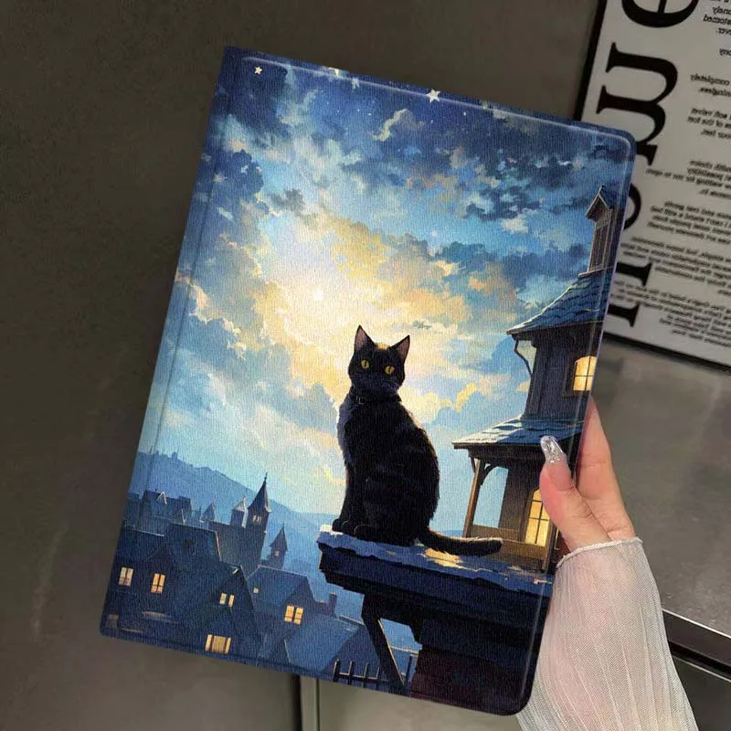 Silhouette Cat Sunset Sky For iPad Pro Mini Air 1 2 3 4 5 6 7 10 11 th 8 9 gen 11 M4 M5 Foldable Tablet Case Cover