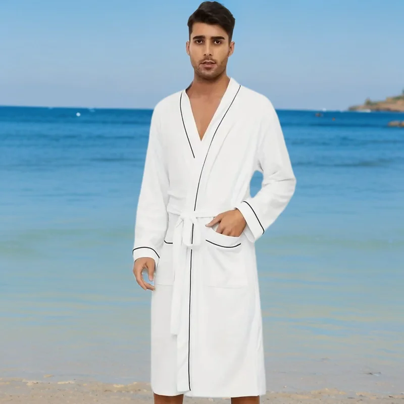 Waffle Bathrobe Men 100% Cotton White Sexy Plus Size Kimono Robe Summer Men Women Couple Robes Hotal Bath Robe Nightwear