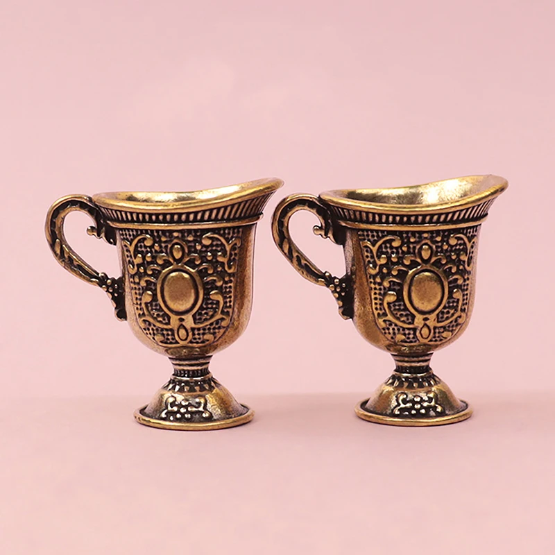 ^Antique Small Copperware Buddha Tea Set Copper Teacup Brass Keychain Pendant Home Living Room Decoration Crafts Gift