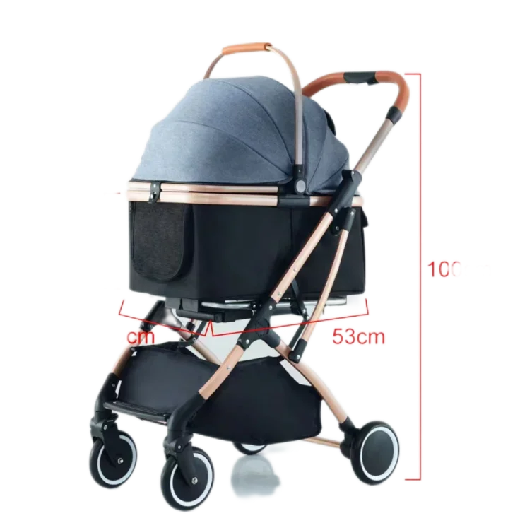 Pet Stroller Travel Dog Stroller 4 Wheel Dog Stroller Foldable Travel Carriage Quick Installation