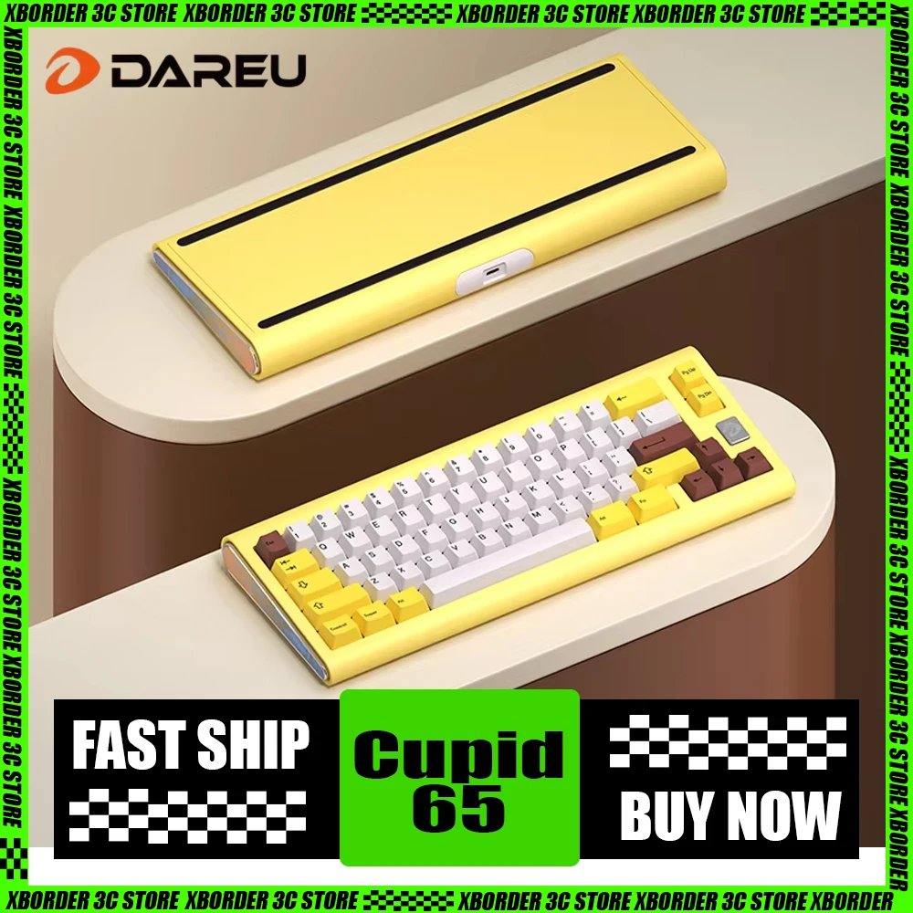 

Механическая клавиатура Dareu Chaosera Cupid65 из алюминиевого сплава, Двухрежимная Беспроводная игровая клавиатура Rgb, прокладка, ПК, геймерский аксессуар, подарок