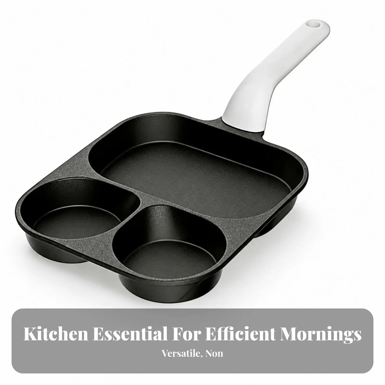 Three-Compartment Frying Pan Induction Compatible Aluminum Alloy Nonstick Pan with Handle Divided Skillet Easy to Clean