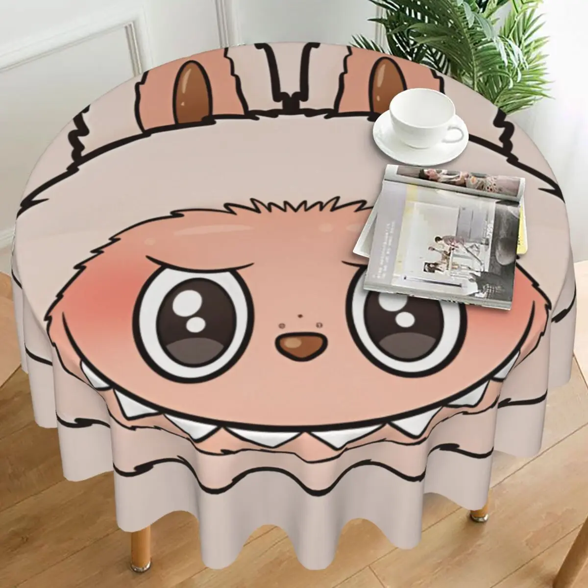 

Labubu Round Tablecloth Soy Milk Labubu Graphic Table Cover For Kitchen Dining Room Kawaii Protector Table Cover