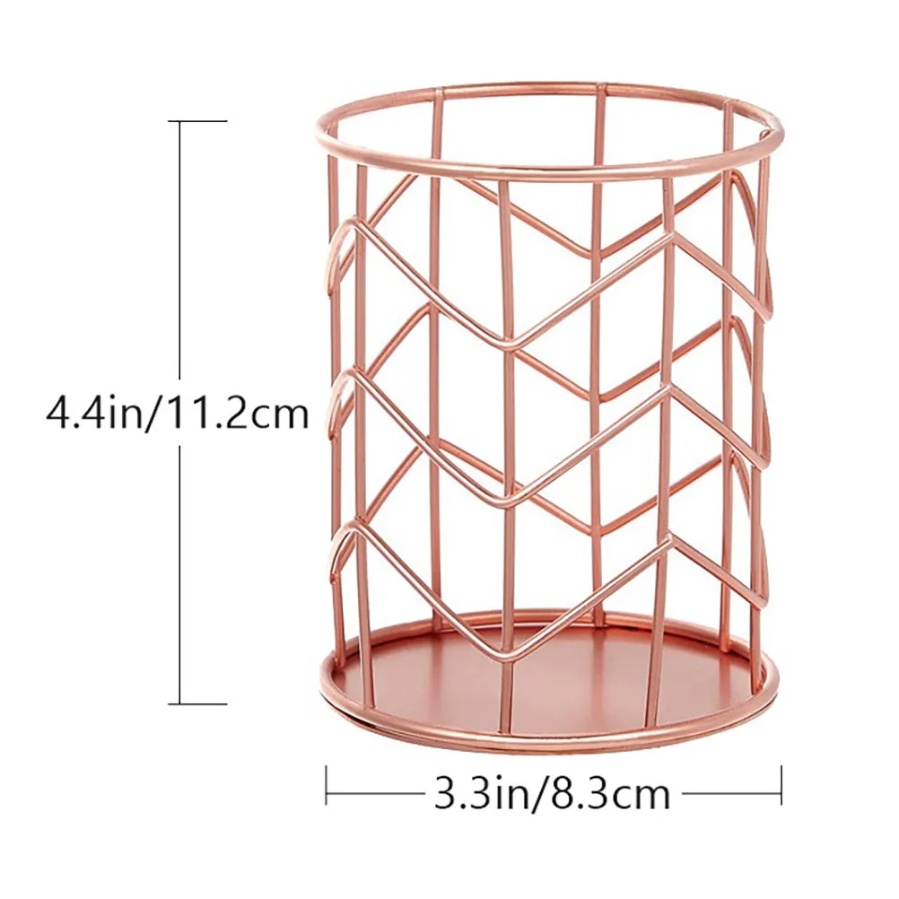 1Pcs Iron Desktop Pen Holder Gold Plated Surface Rust Proof Multipurpose Organizer for Pens Brushes Chopsticks Simple Stylish