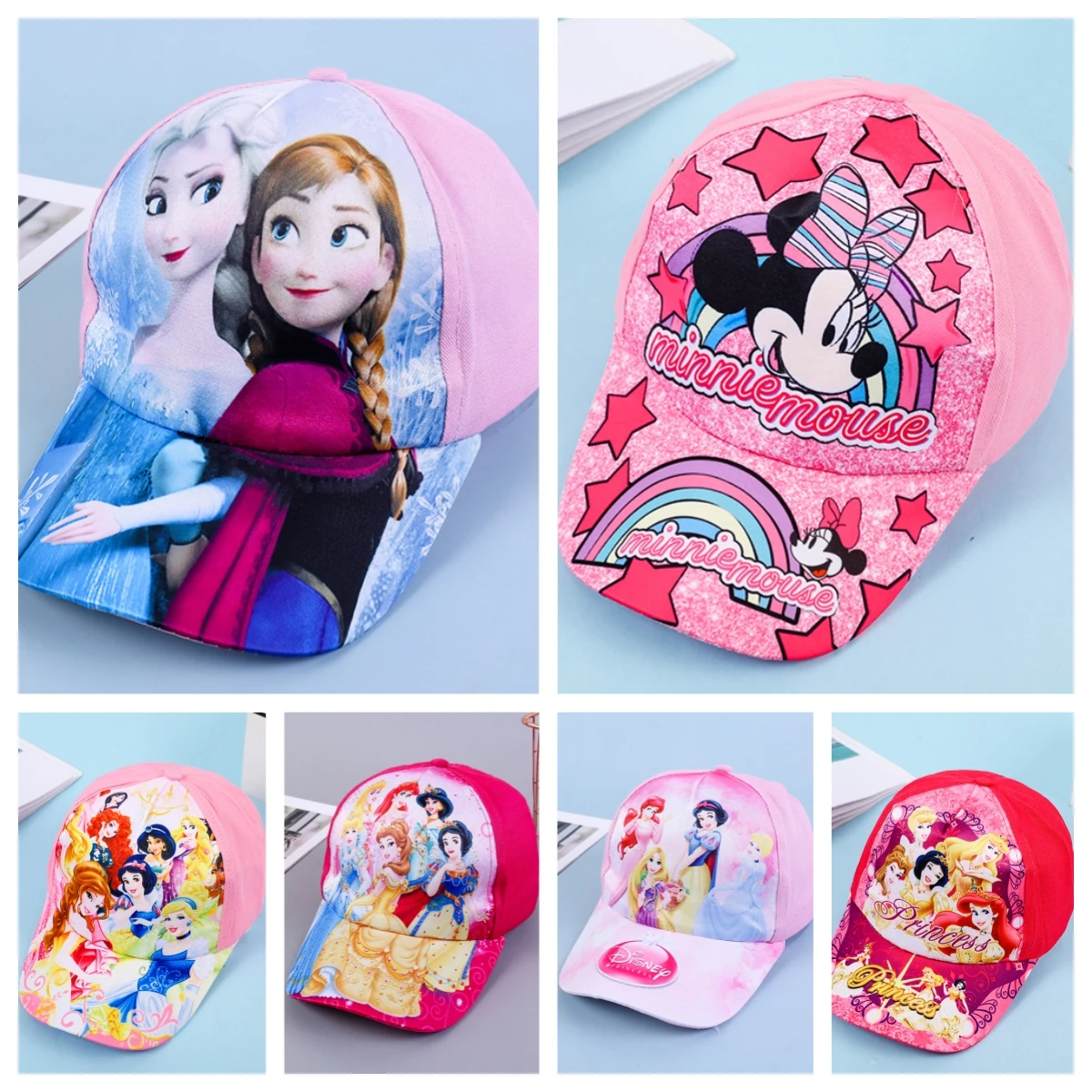 Disney Frozen Minnie Princess Spring Autumn Cartoon Cute Baby Girls Baseball Caps Sunscreen Sports Hats for Girl Children\'s Hat