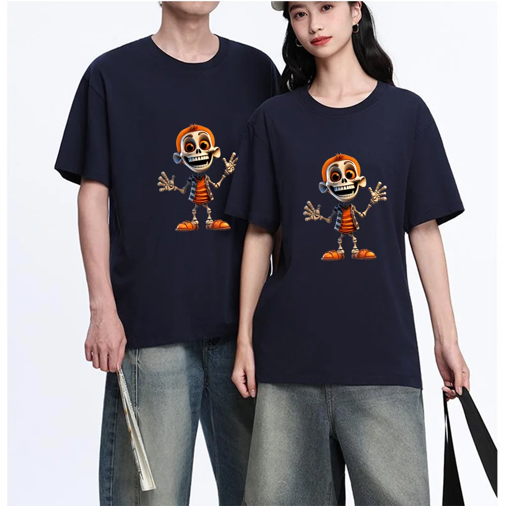 Cute Skeleton Boy Printed T Shirt Breathable Fabric S-XXL Personalized Custom T Shirt Casual Short Sleeve Tee Aesthetic Graphic