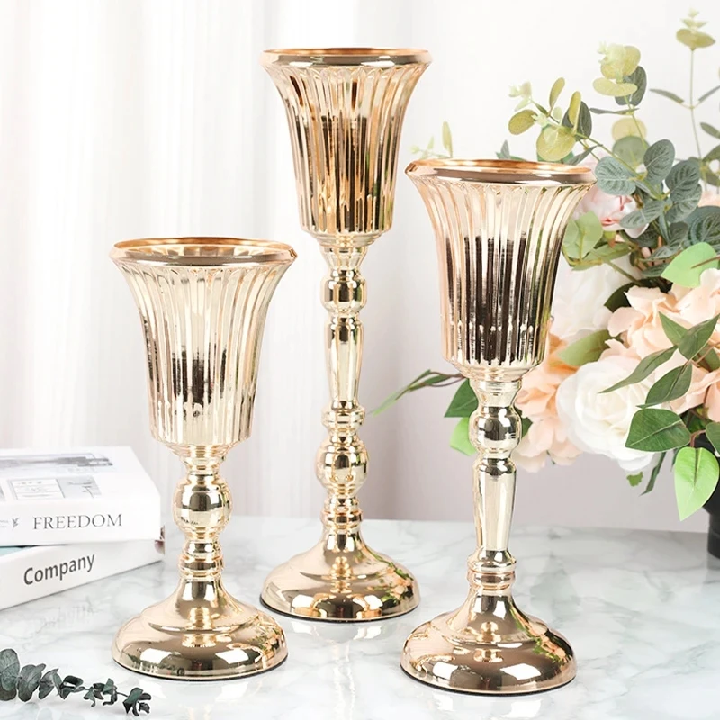 

Table Gold Iron Vase, Candle Holder, Arrangement, Flower Centerpiece, Wedding Props, Home Decoration Furnishings