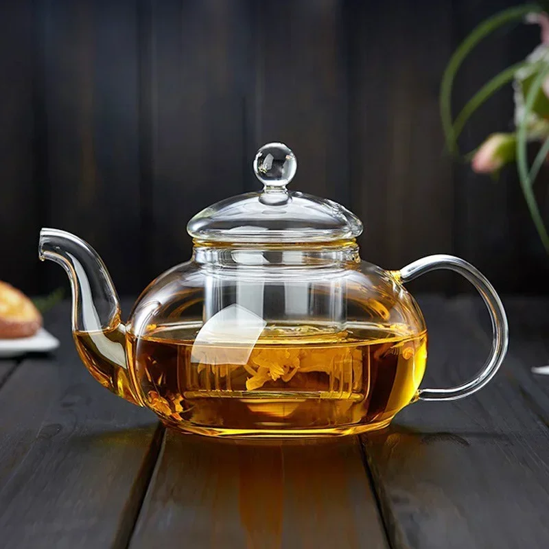 400ml/1000ml High Borosilicate Glass Tea Pot Thickened Heat-Resistant Flower Tea Pot Glass Filter Kung Fu Brewing Glass Teaware