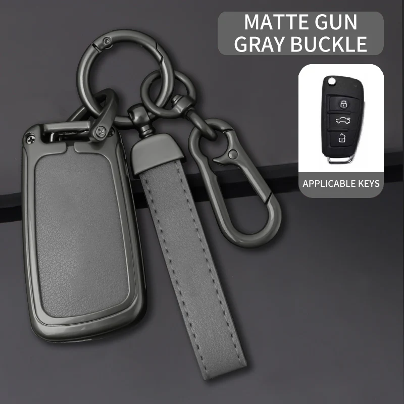High Quality Alloy Leather Car Key Case Cover for Audi A3 8P 8V 8L Q3 8u f3 A4 B7 A6 C6 S Line 2014 2015 2016 2017 Accessories