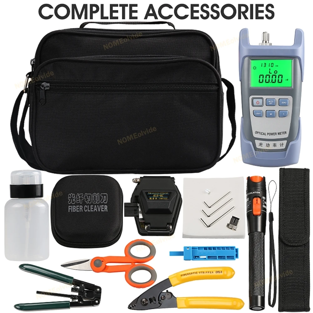 16pcs/set Fiber Optic FTTH Tool Kit with AUA-6C FiberCleaver Optical Power Meter 10MW Visual Fault Locator Wire stripper Toolkit