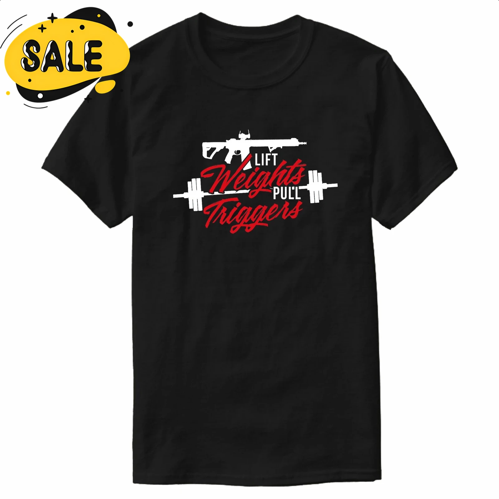 Lift Weights Pull Triggers Gym Fitness Tactical Training T-Shirt 100% Cotton O-Neck Short Sleeve Casual Mens T-shirt Size S-3XL