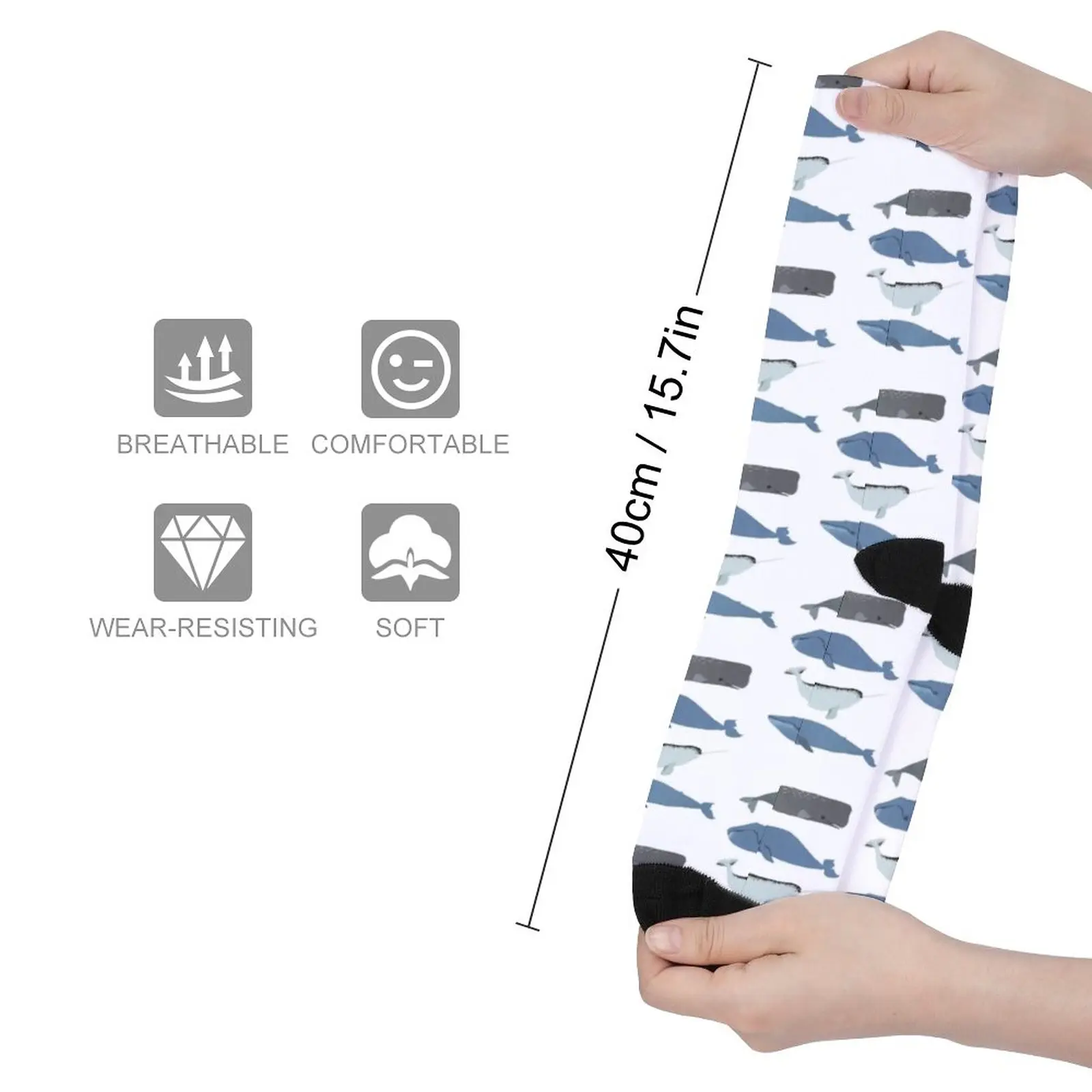 The cute whales are here illustration Socks snow Men's winter socks Men cycling socks