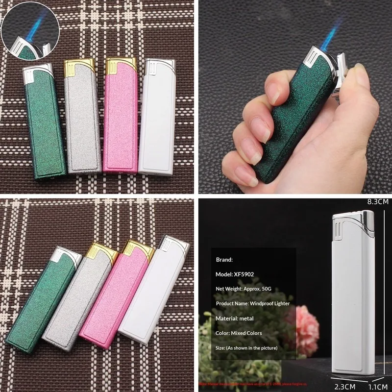 Matte metal direct spray lighter, inflatable windproof portable cigarette lighter, men's portable ignition tool,