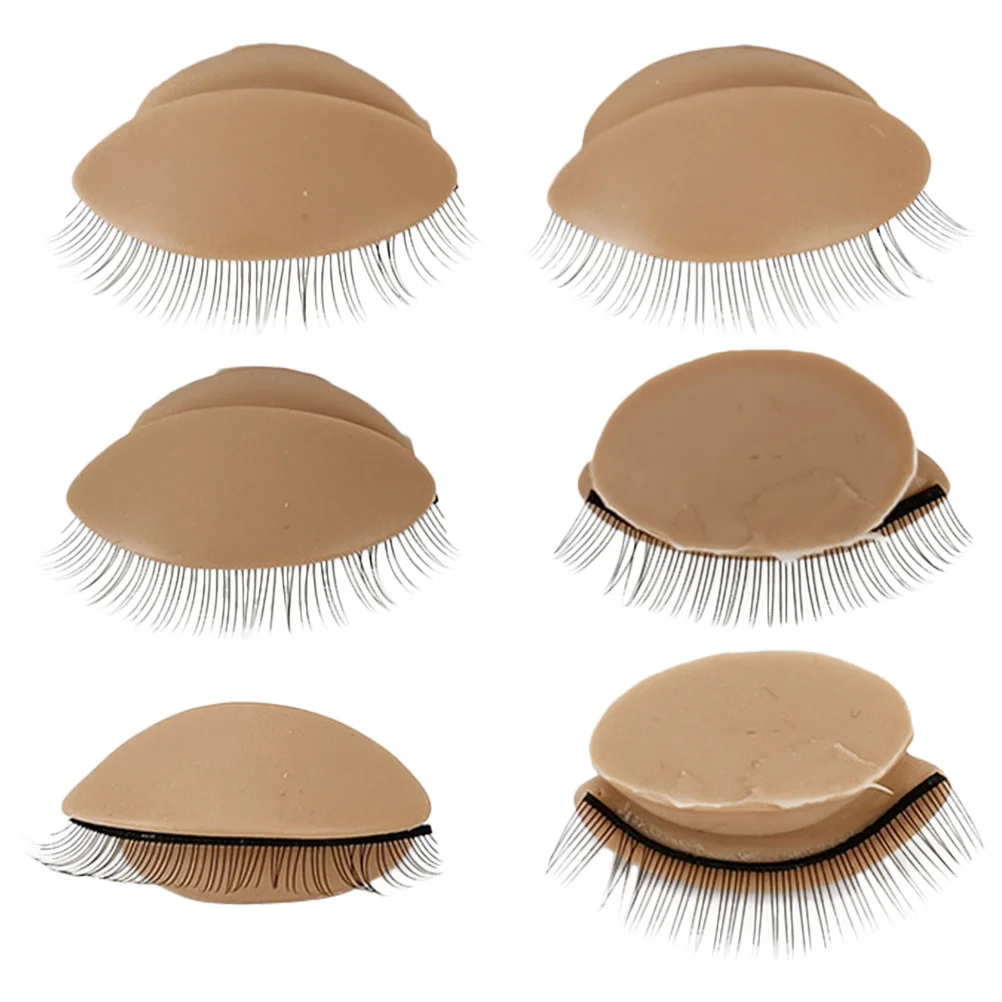 

3Pairs Silicone Eyelash Practice Eyelids Replacement Realistic Removable Lash Mannequin for Extension Training